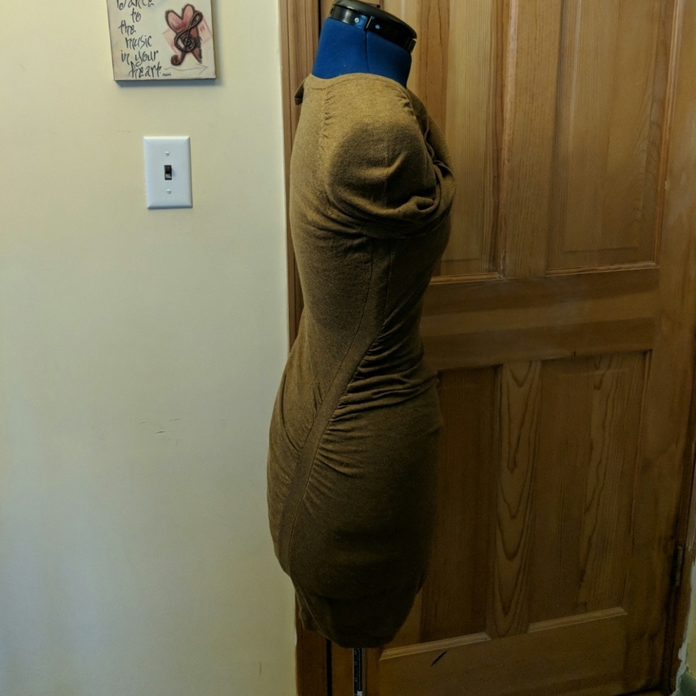Moda Int. Brown Long Sleeve Ruched Side Dress - Picture 3 of 4